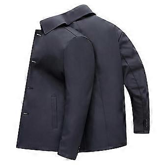 Sliktaa Herren Fit Revers Trenchcoat Staubmantel M Dunkelblau