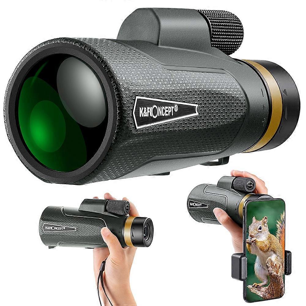 K&F CONCEPT KF33.013 12X50 High Magnification Monocular with Cell Phone Adapter for Adult