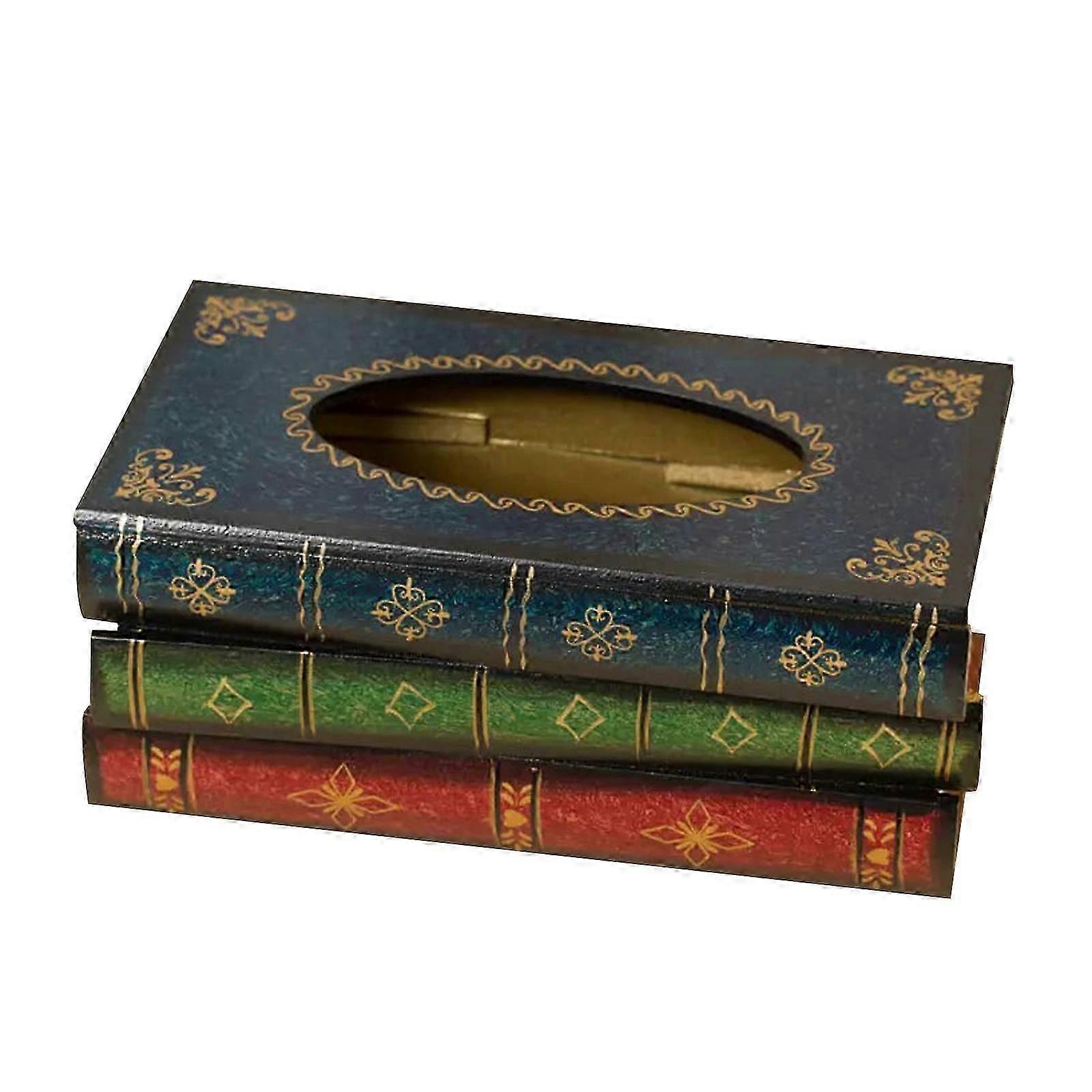 Creative Retro Wooden Book Shape Tissue Box,100% New