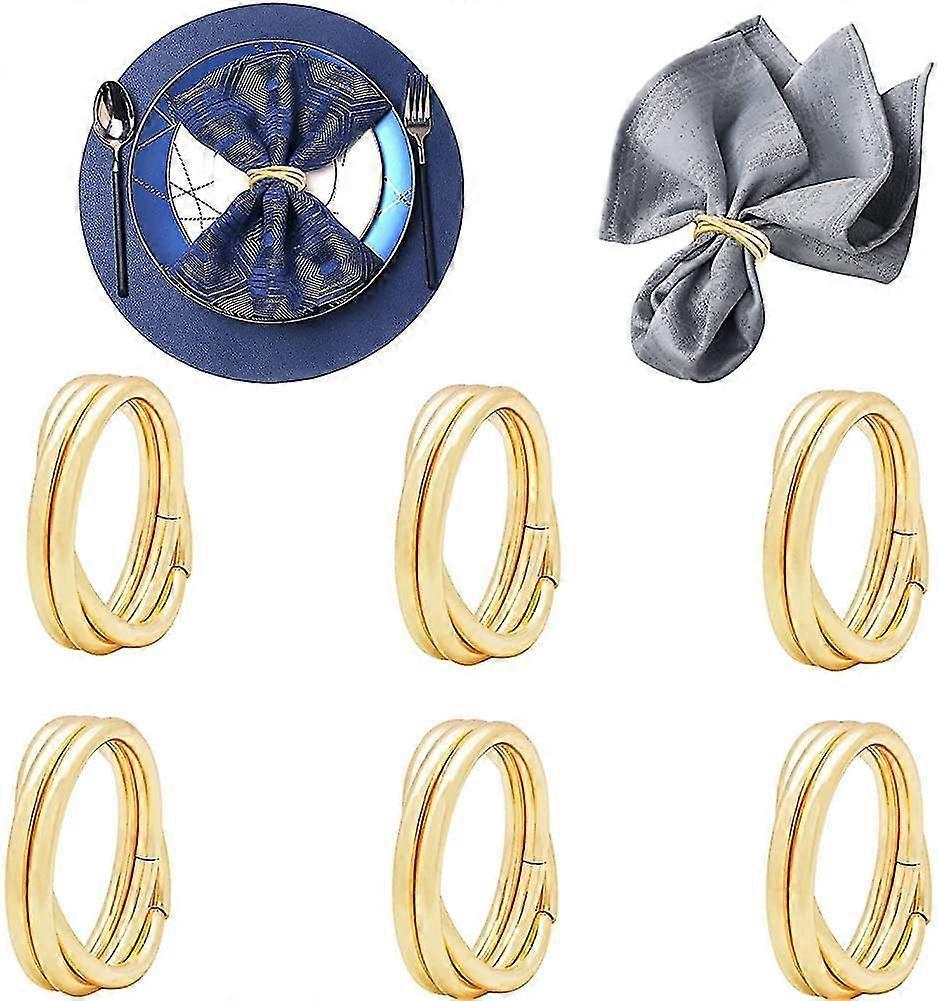 Set di anelli per tovaglioli in oro di 6 ornamenti per tovaglioli rotondi lisci super puliti