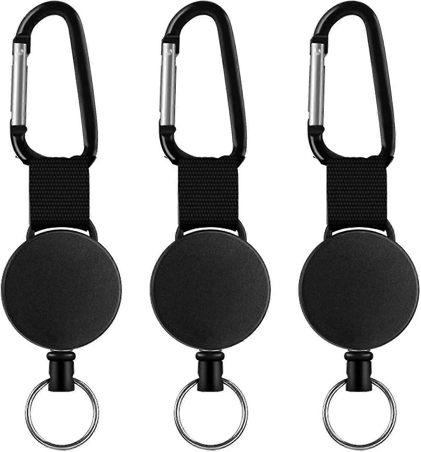 3 Pieces  Retractable Keychain, Extendable Keychain With 65cm Steel Cable Heavy Gift