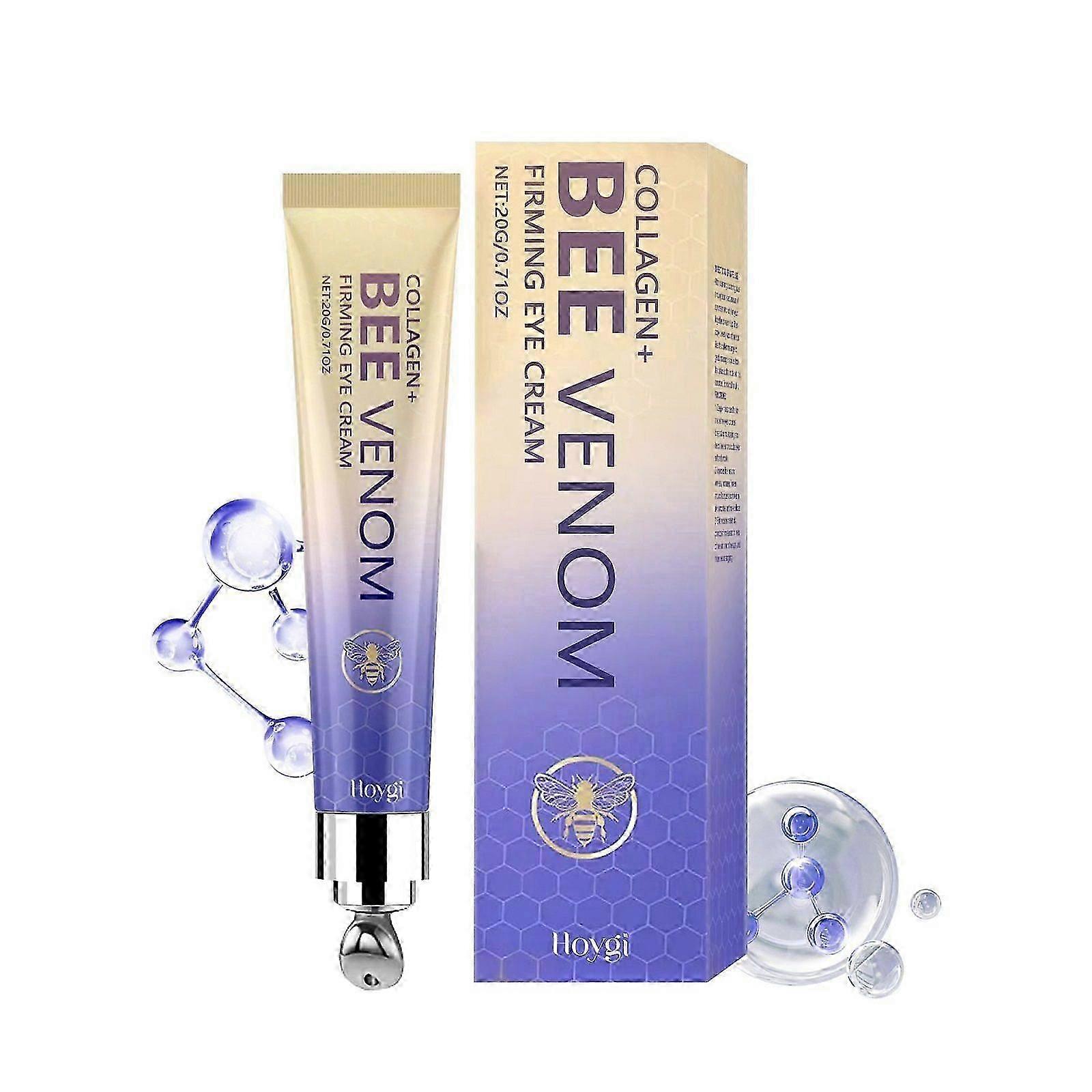 Collagen + Bee Venom Eye Cream with Rollerball, Bee Venom Collagen Wake Up Eye Cream, Anti-Ageing Bee Venom Collagen Eye Cream for All Skin Types