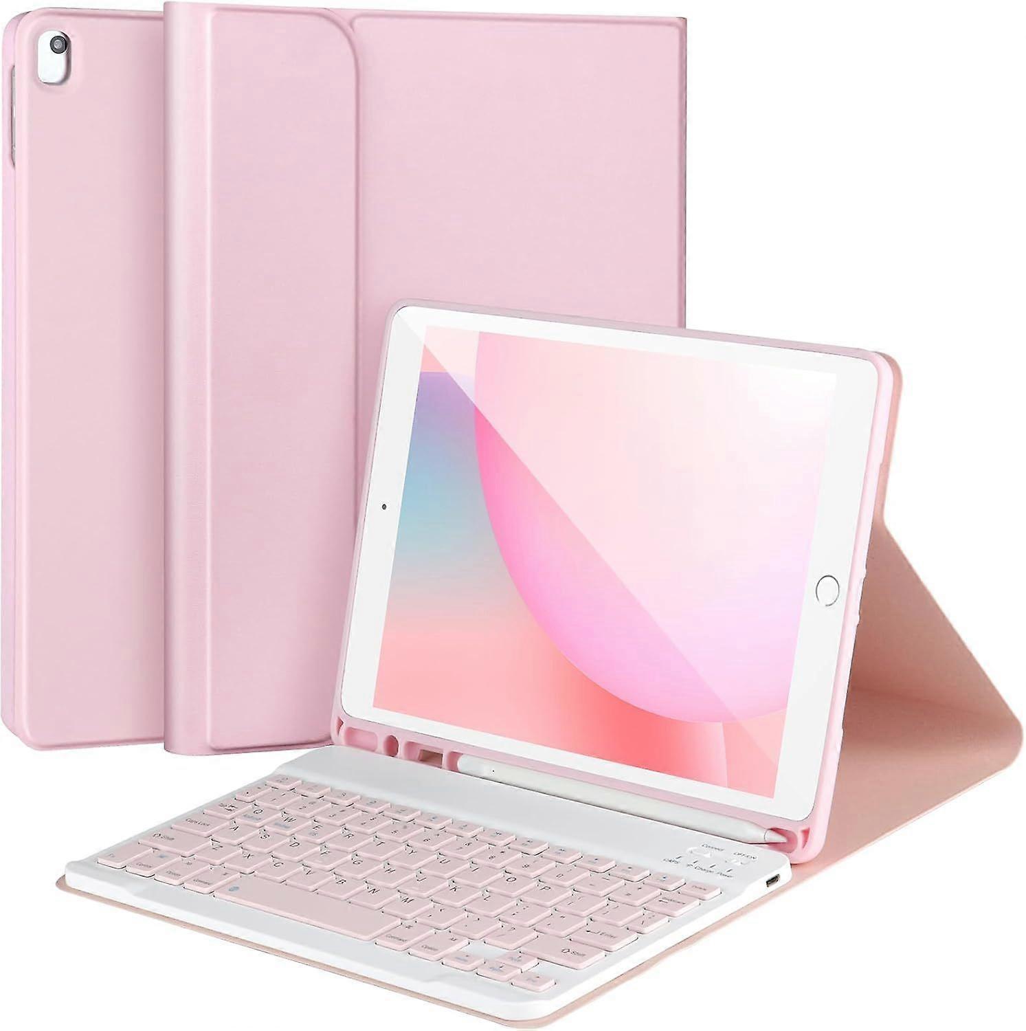 Keyboard case for iPad 10.2/Pro10.5/air3, iPad case with keyboard, detachable Bluetooth keyboard, with pen slot,pink