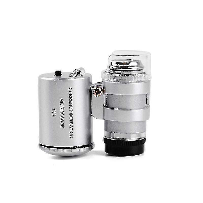 Microscope Kit Mini 60X Magnifier Microscope with LED Light Microscope Lens Adapters,36*40*20mm
