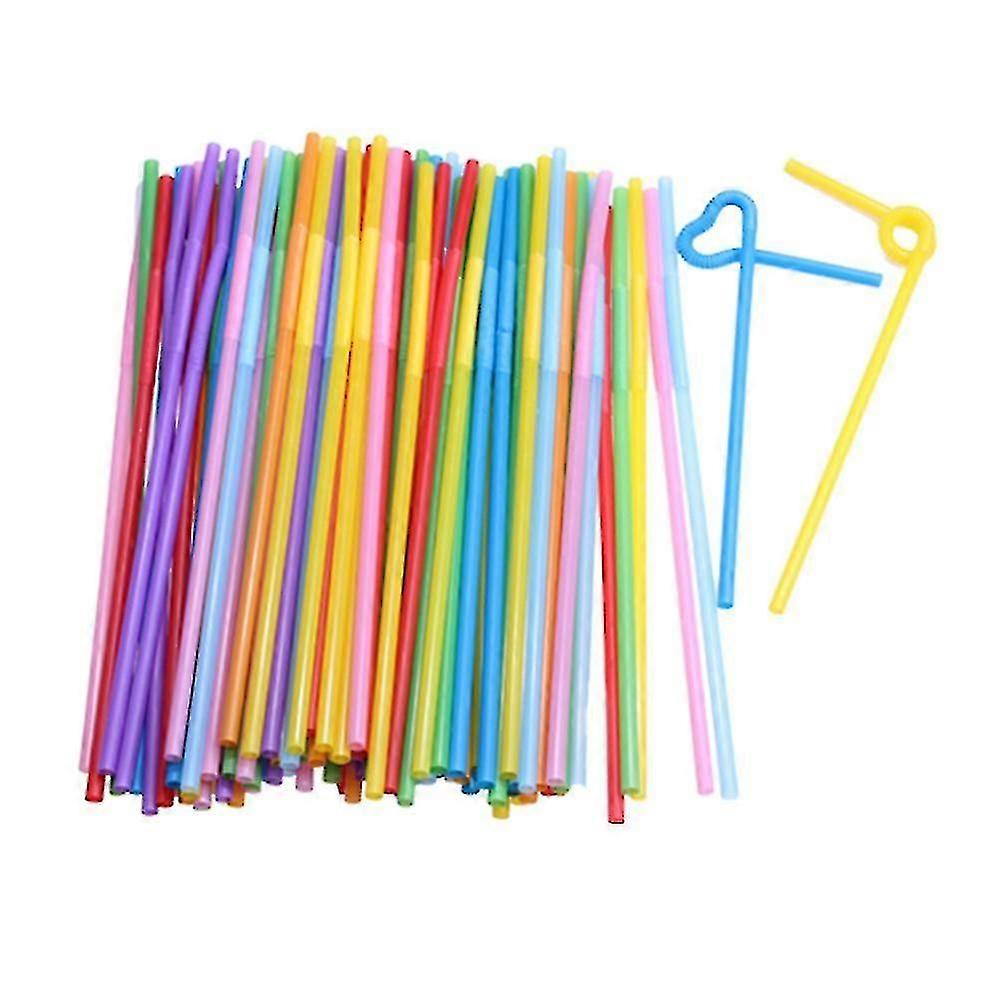 100 Stück biegbare Strohhalme, Weihnachtsparty-Zubehör, Einweg-Strohhalme