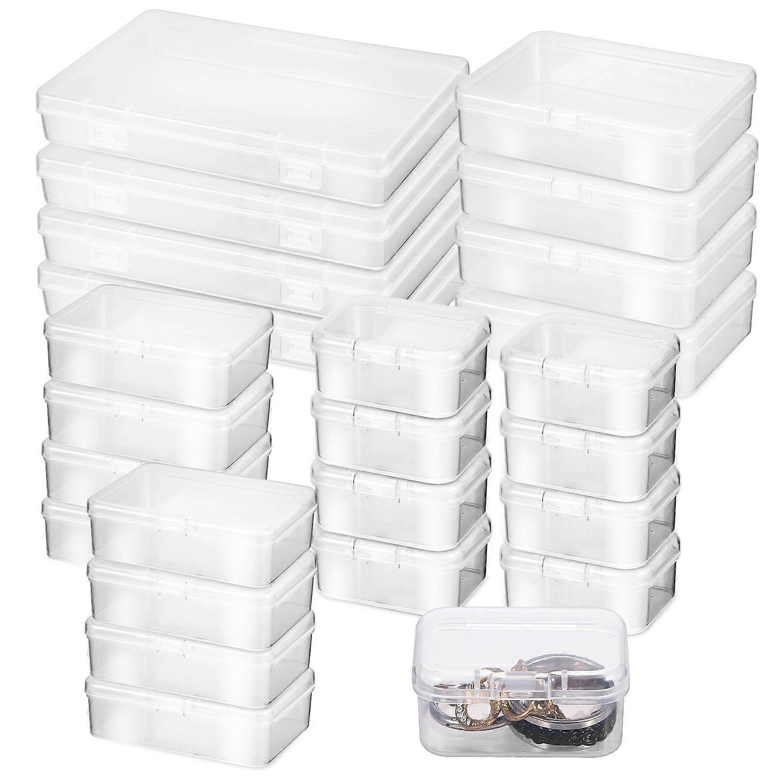 24pcs Clear Storage Boxes Small Storage Containers Craft Beads Holder Cases Small Tools Boxes Lidded Containers