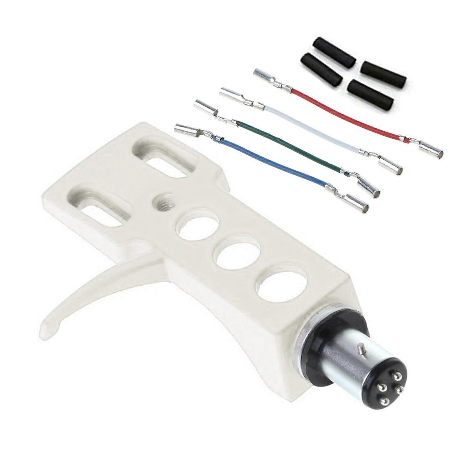 Universal Record Player Headshell Phonograph Turntable Replacement Headshell with 4pcs Lead Wires for Record Player  White 1