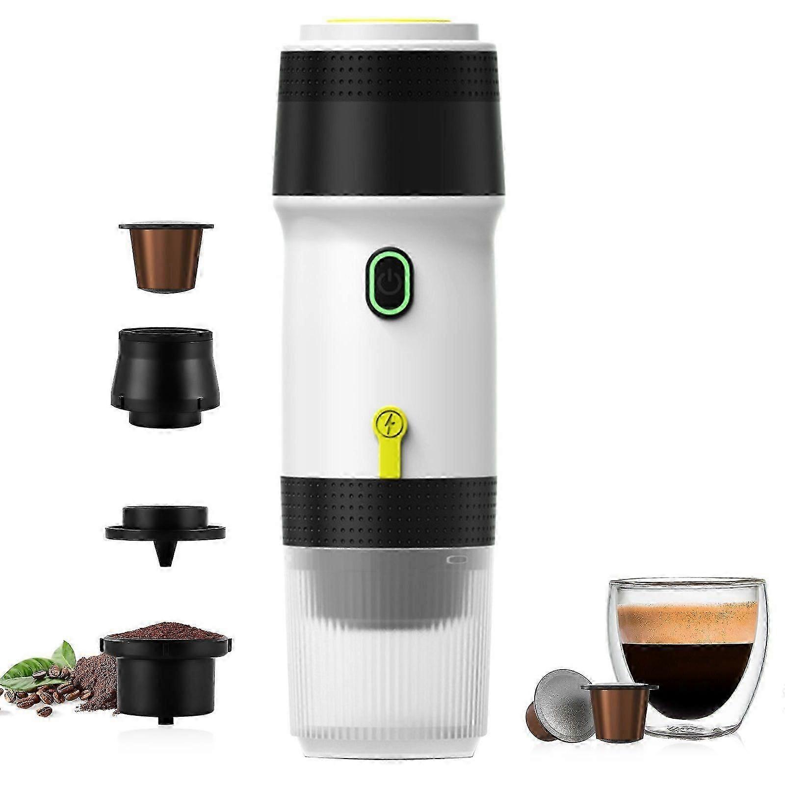 Taşınabilir Elektrikli Espresso Makinesi Öğütülmüş Kahve ve Kapsül Kahve Makinesi, Kamp ve Ofis için 7500mAh Soğuk Demleme ve Kendi Kendine Isıtma Kahve Makinesi