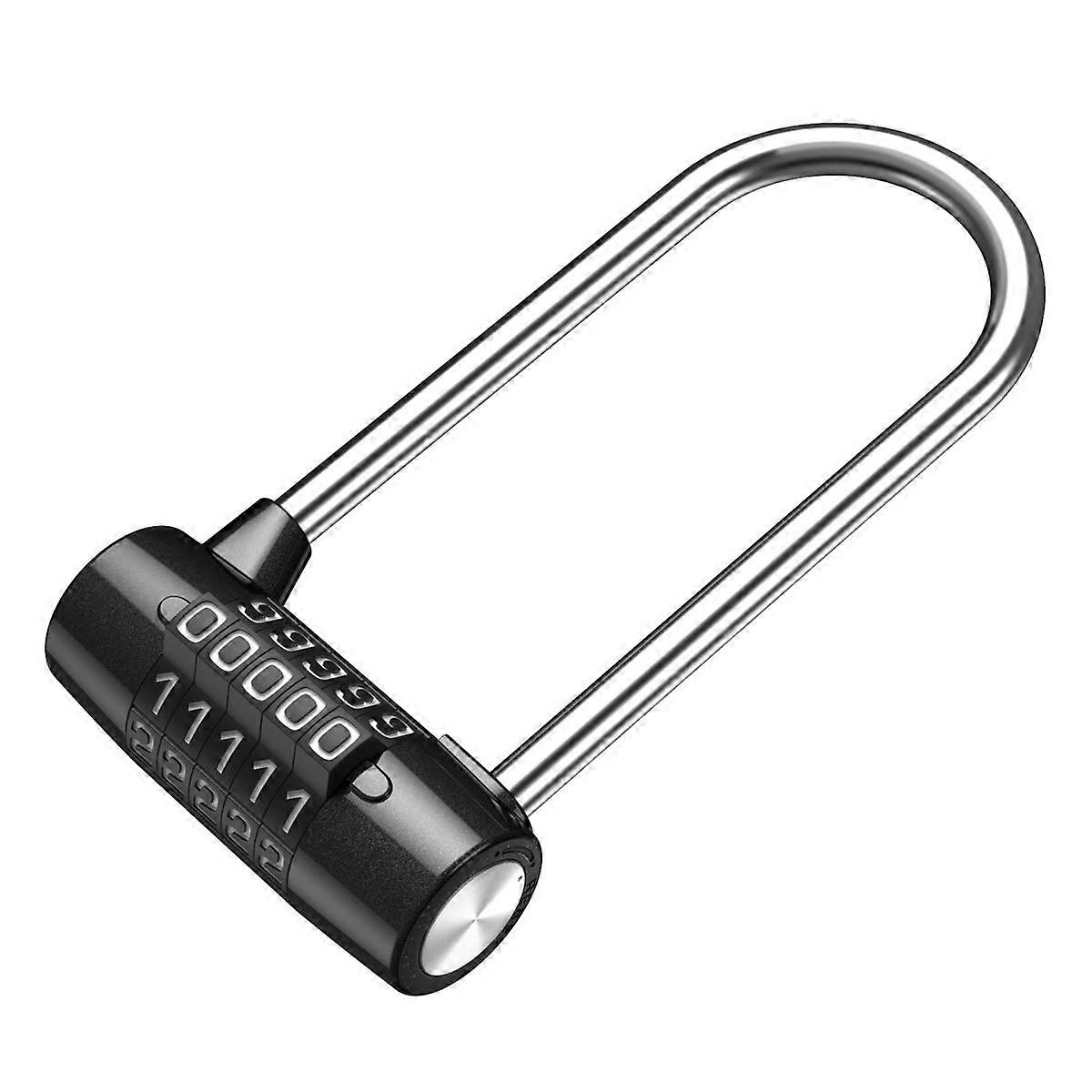 5 Digit Combination Padlock with 4.65 Inch Long Shackle, Waterproof Resettable Lock for Gym, School, Locker, Toolbox - Black