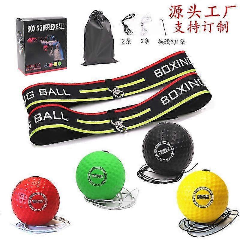 Reflex Ball Set with 4 Balls & 2 Adjustable Headbands for Hand-Eye Coordination Training