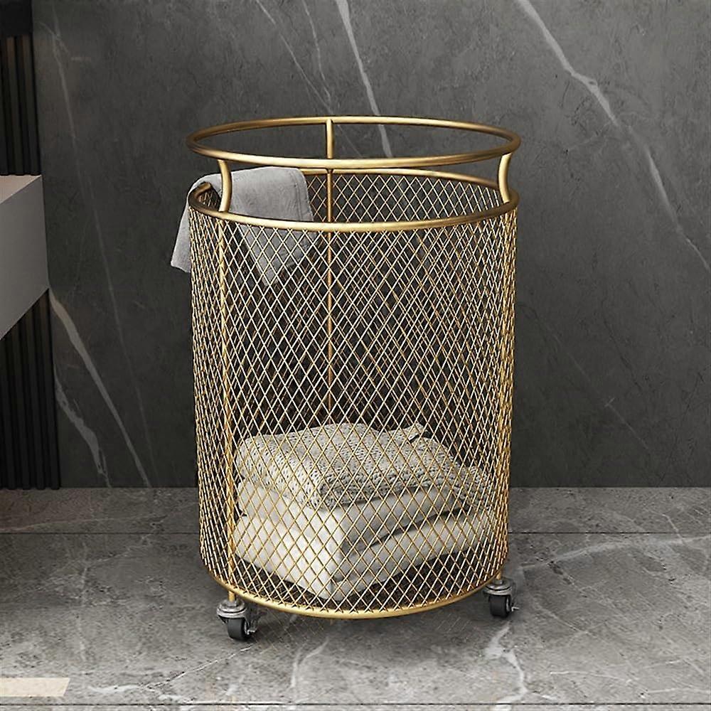 Floor-standing Storage Rack with Wheels and Metal Frame for Bedroom Gold Size B