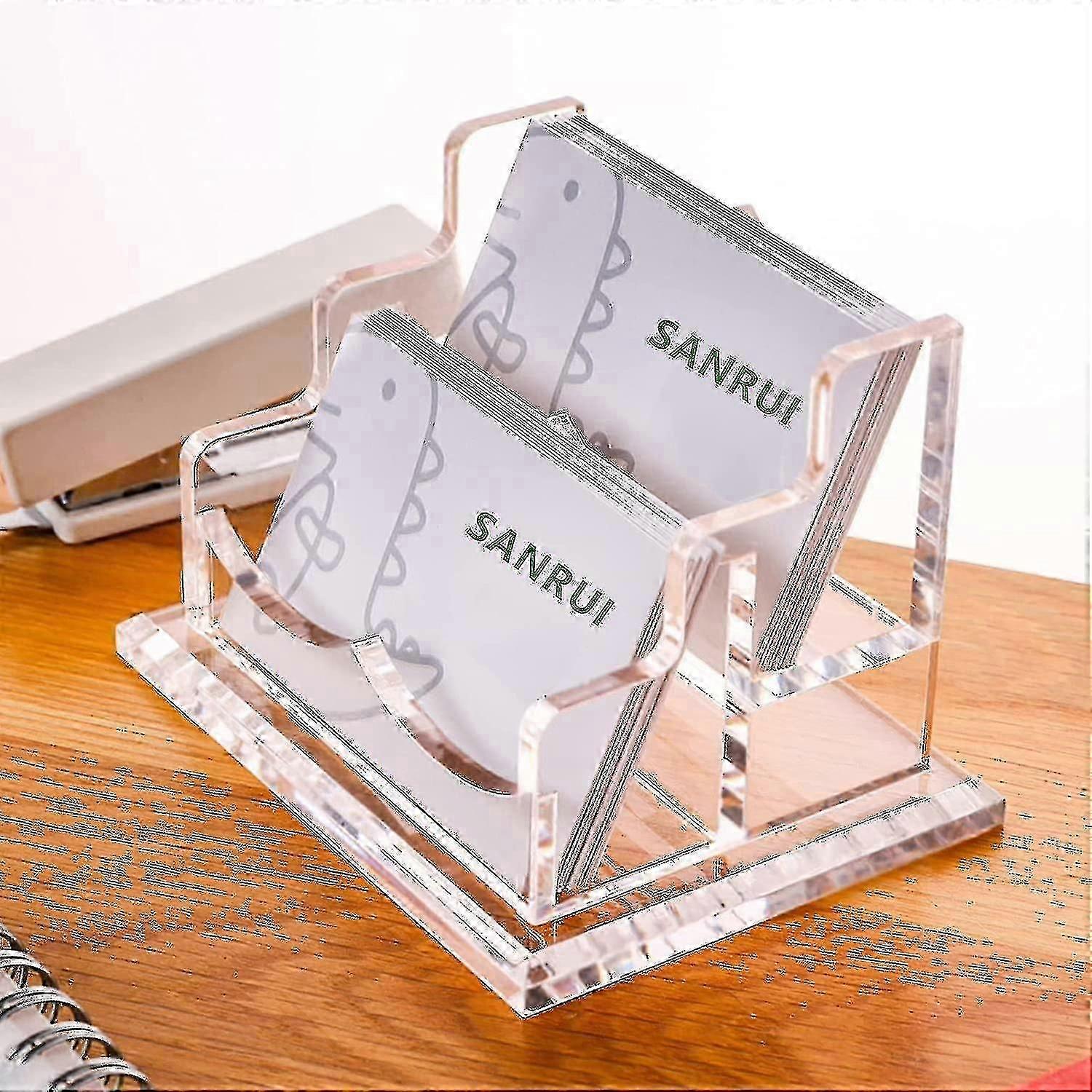 Business Card Display Holder - Clear Acrylic Desk Stand for Multiple Cards (Fits 2)