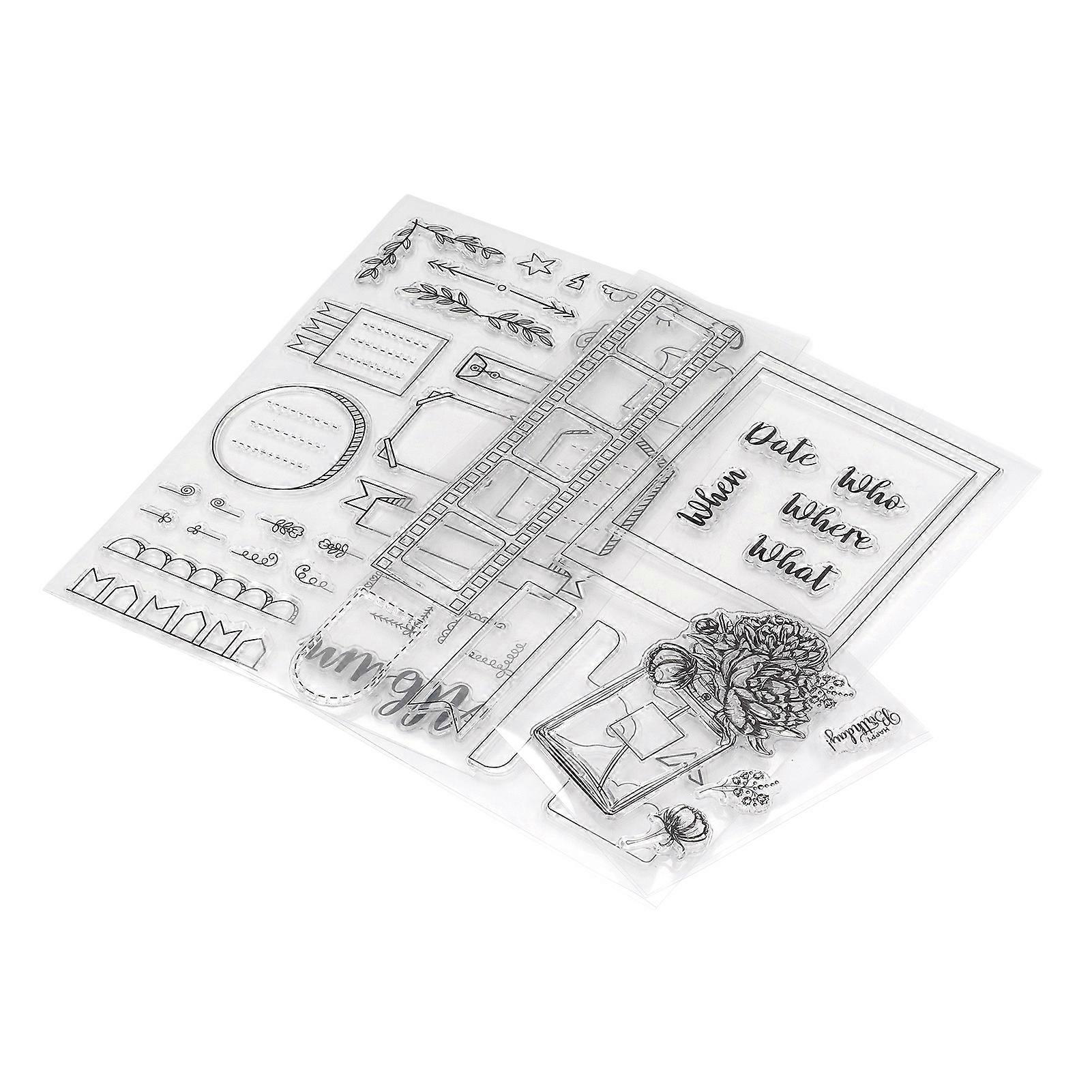 3pcs Clear Stamps DIY Interesting Durable Reusable TPR Material Transparent Appearance Embossing Scrapbooking Tool 