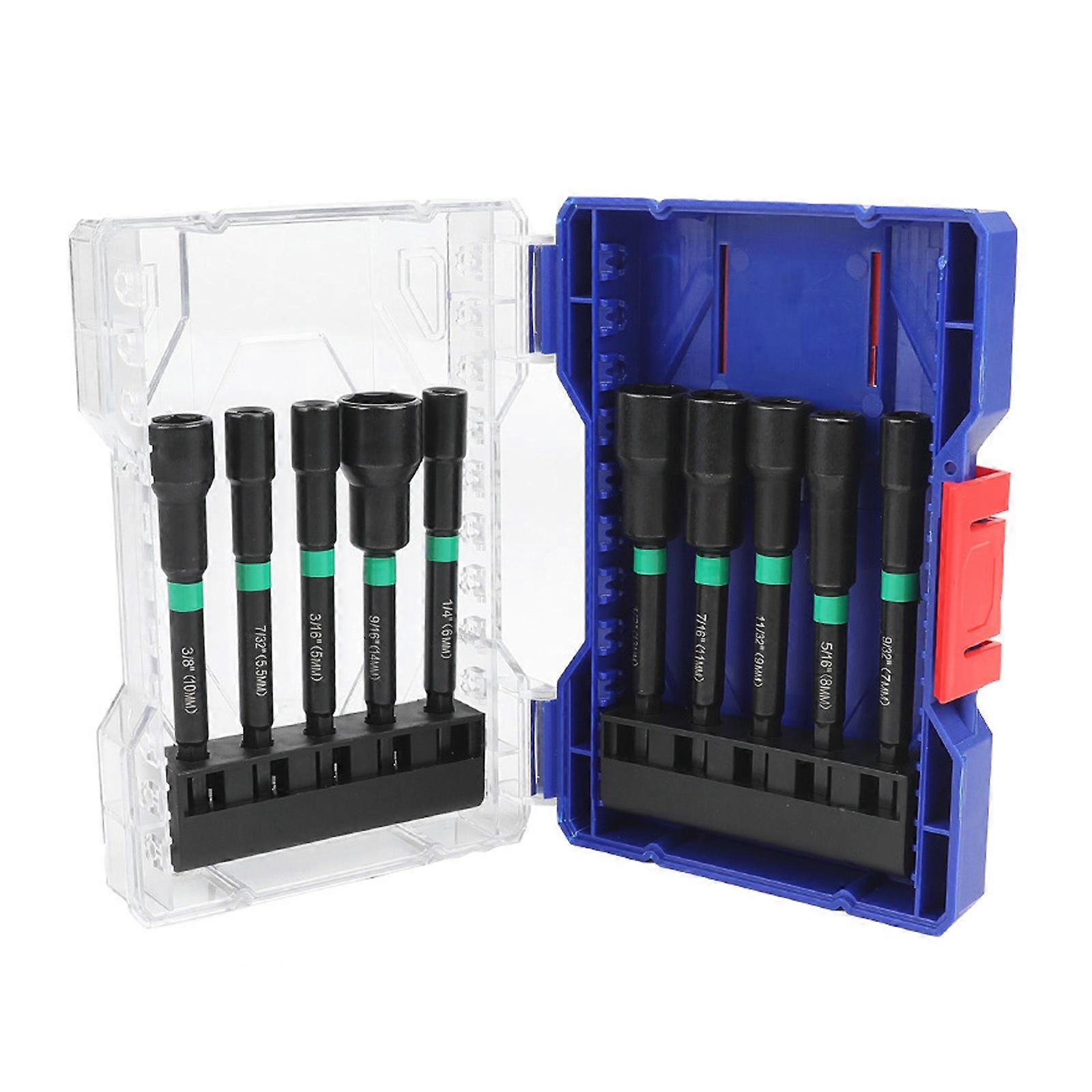 Multiple Size Hex Shanks Socket Bit Extended Length Socket for Electric Drills and Screwdriver with Enhancing Magnetism Multicolor