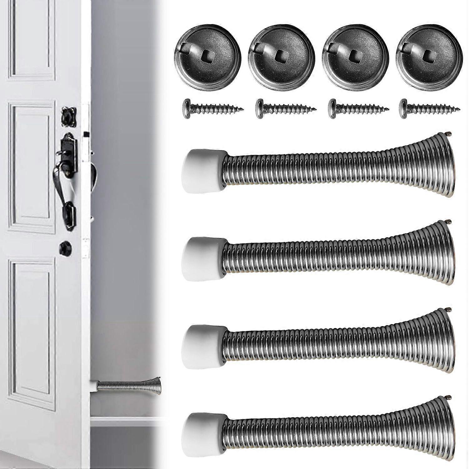 4pcs Spring Door Stop - Brushed Nickel Color