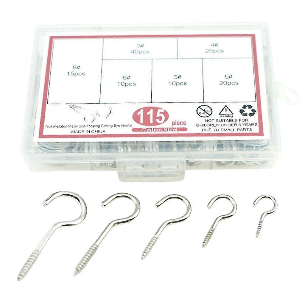 115pcs Multipurpose Stainless Steel Hanging Hooks Assorted Sizes Ceiling Hook