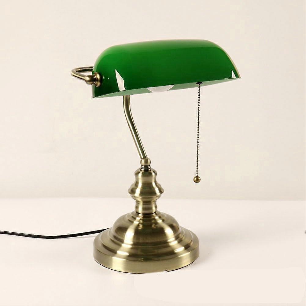 Desk Lights for Home Office Vintage Glass Banker Table Lamp With Zipper Switch, Reading Bedside Lamp, Two Color Options