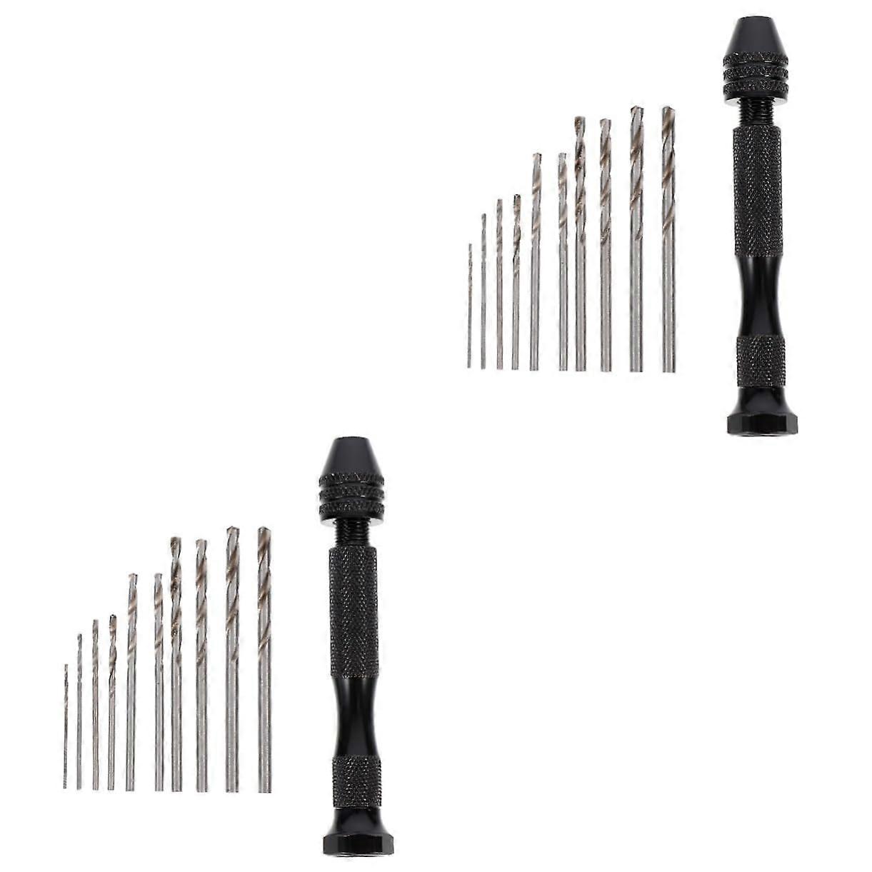 2 Sets Pin Vise Hand Drill Bits Set Hand Drill Tool Manual Work Diy Tool for Small Projects