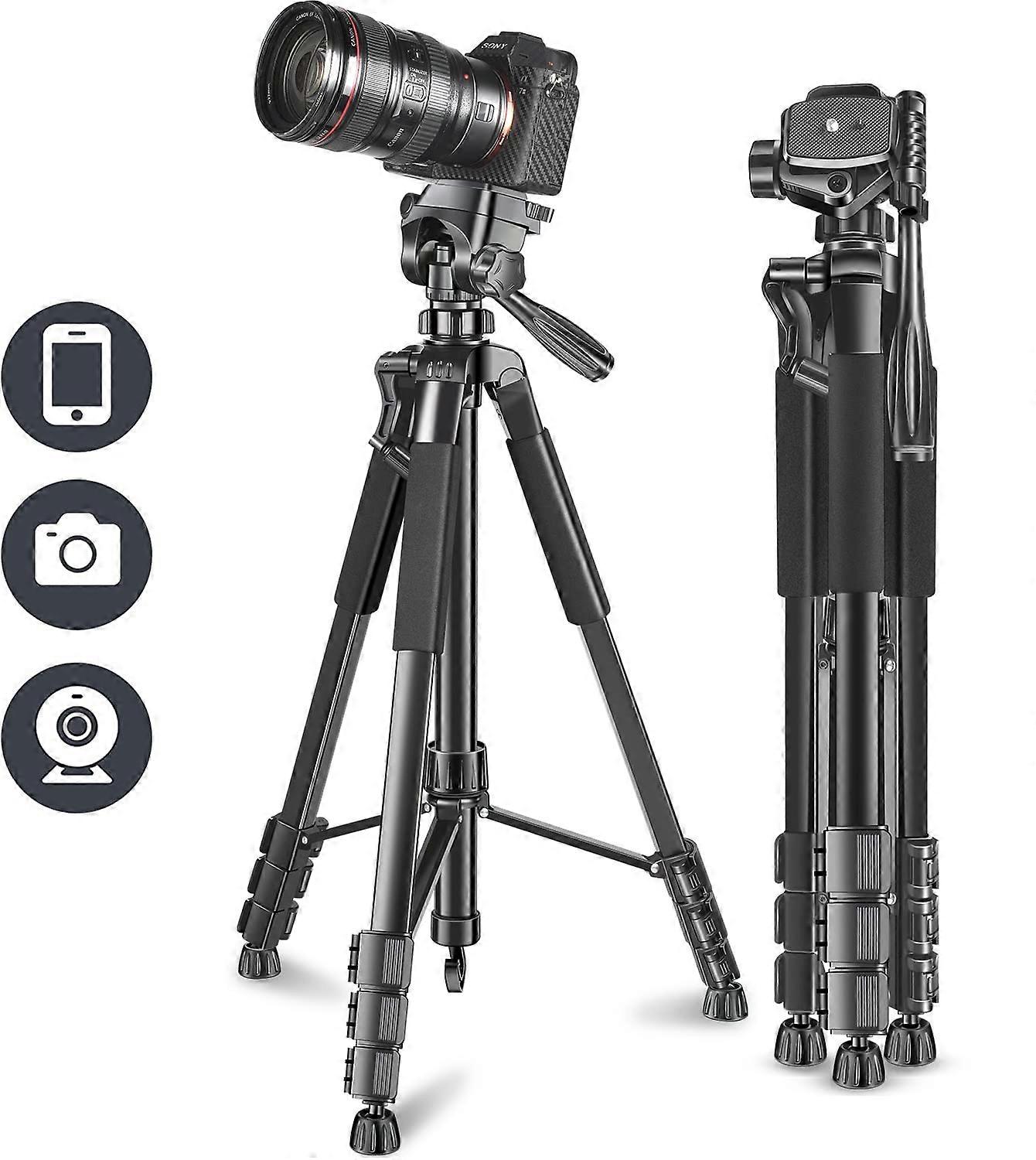 70ft Aluminum Camera Tripod With Travel Bag And Phone Holder Operating Height 70 Inches Max Load 5kg