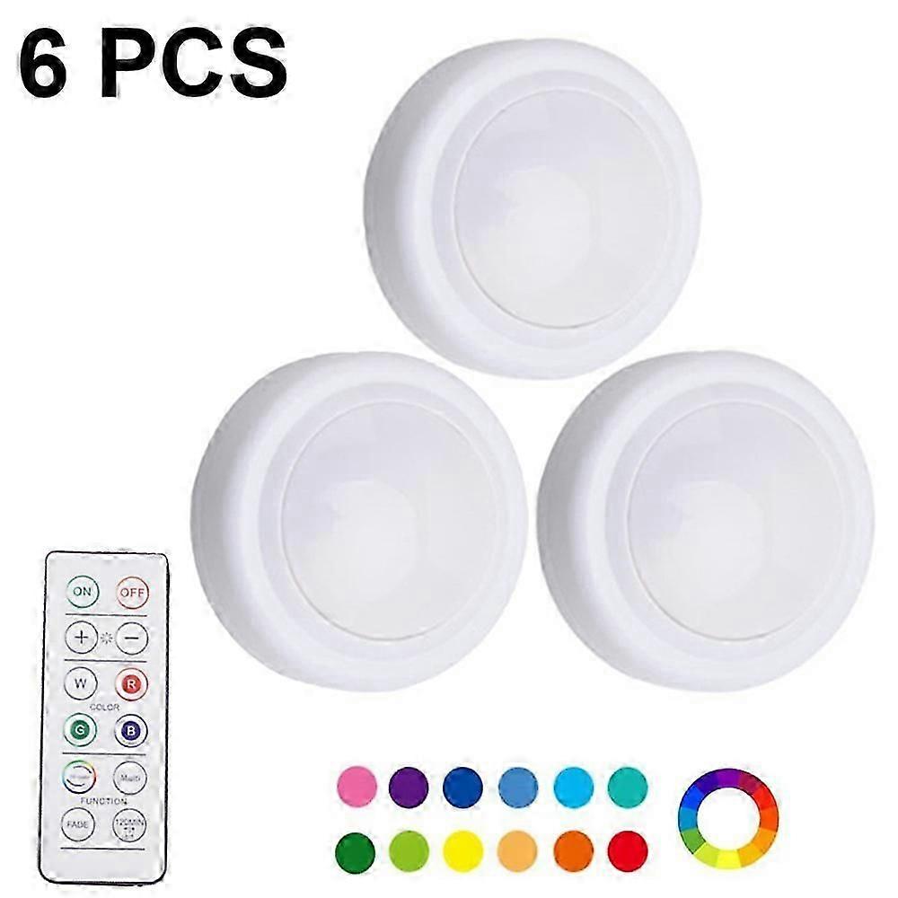 PIAO 3pcs Night Light with 16 Colors Changeable LED Puck lightings Battery Powered dimmable Under Cabinet Lights Wireless, with 2 Remote Controls & Ti