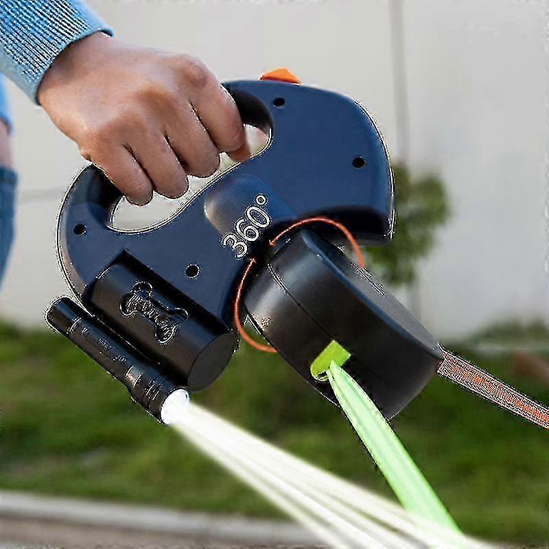 Pet Retractable Double Leash With Light Portable Swivel