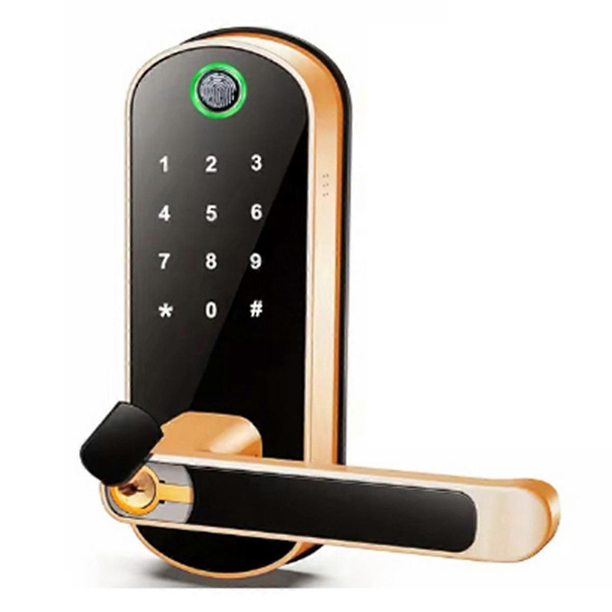 Tuya Smart Fingerprint Door Lock App Remote Control Keyless Gold