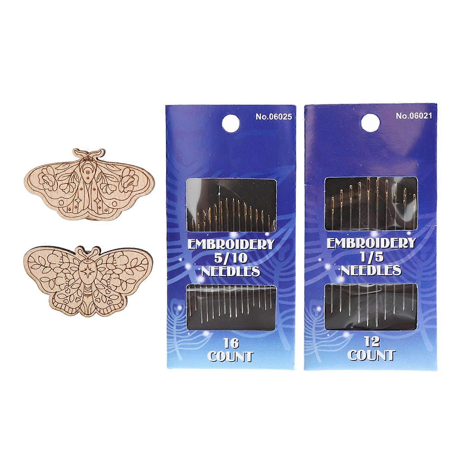 Needle Minder Butterfly Shaped Magnetic Needle Keeper and Embroidery Needles Set for Sewing Type 5 and 6