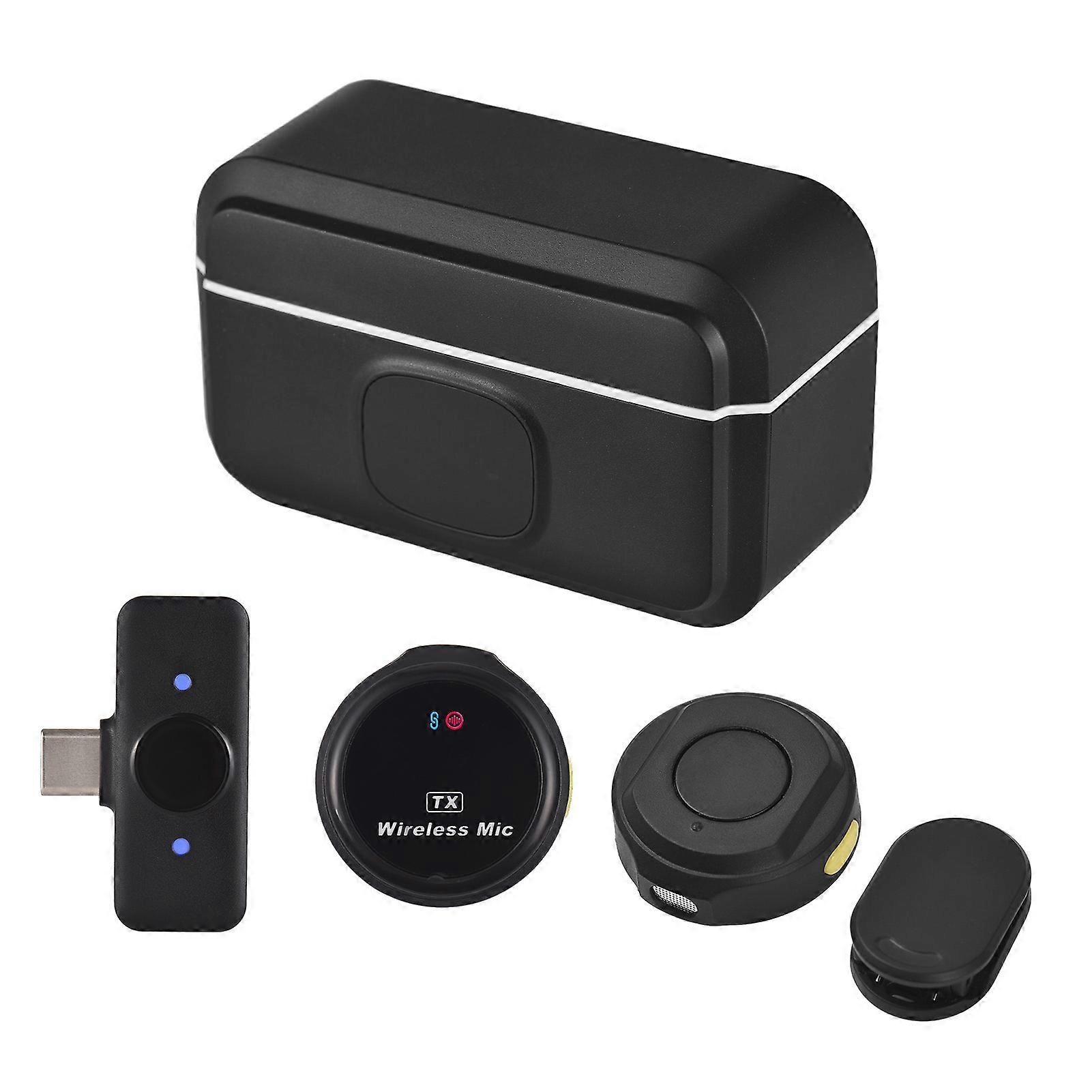 Wireless Lavalier Microphone Dual Microphone Magnetic Suction Wearing Noise Reduction No Delay Type-C with Rechargeable Charging Case for Mobile Phon