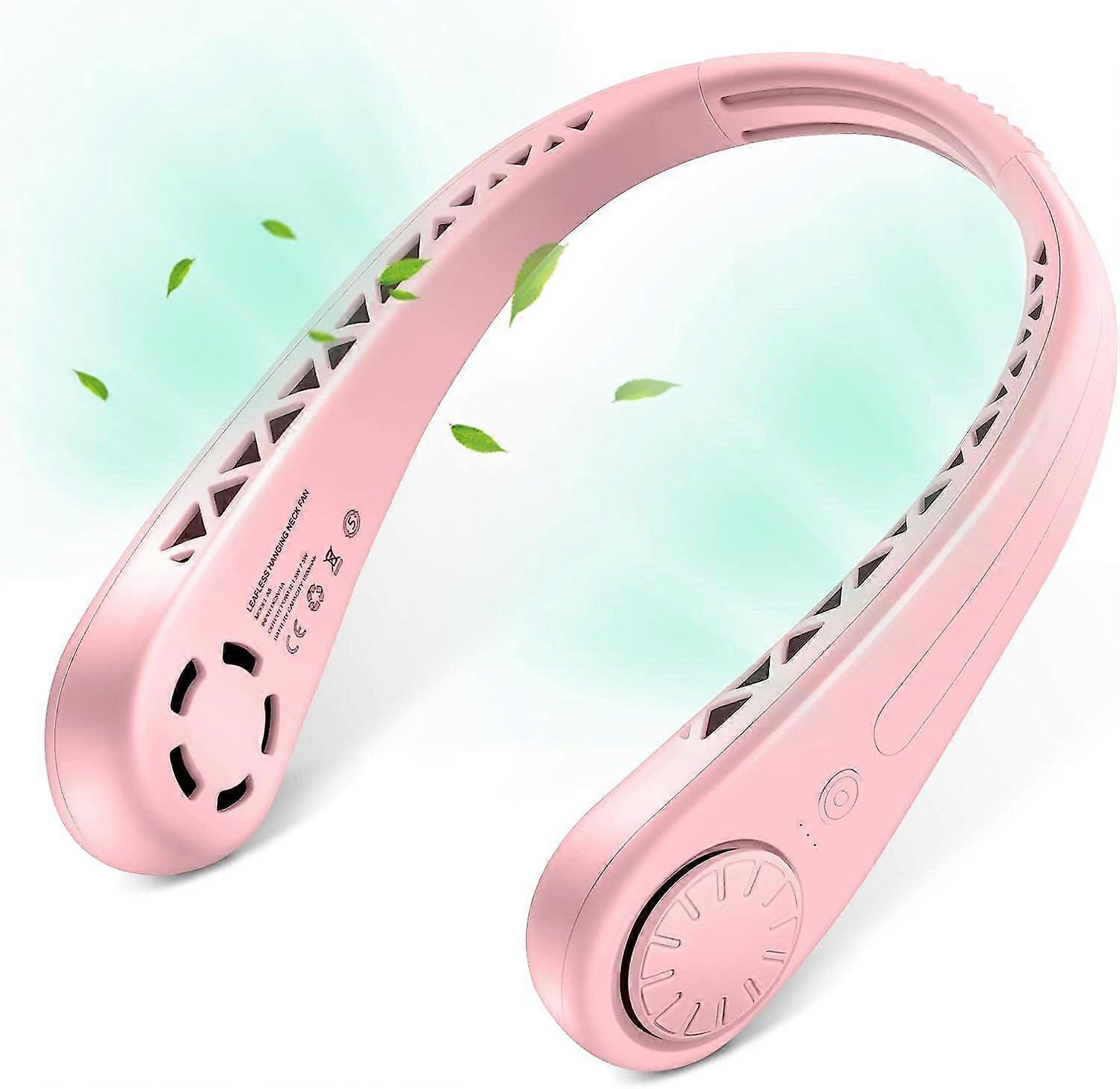Lightweight hands-free bladeless neck fan, pink