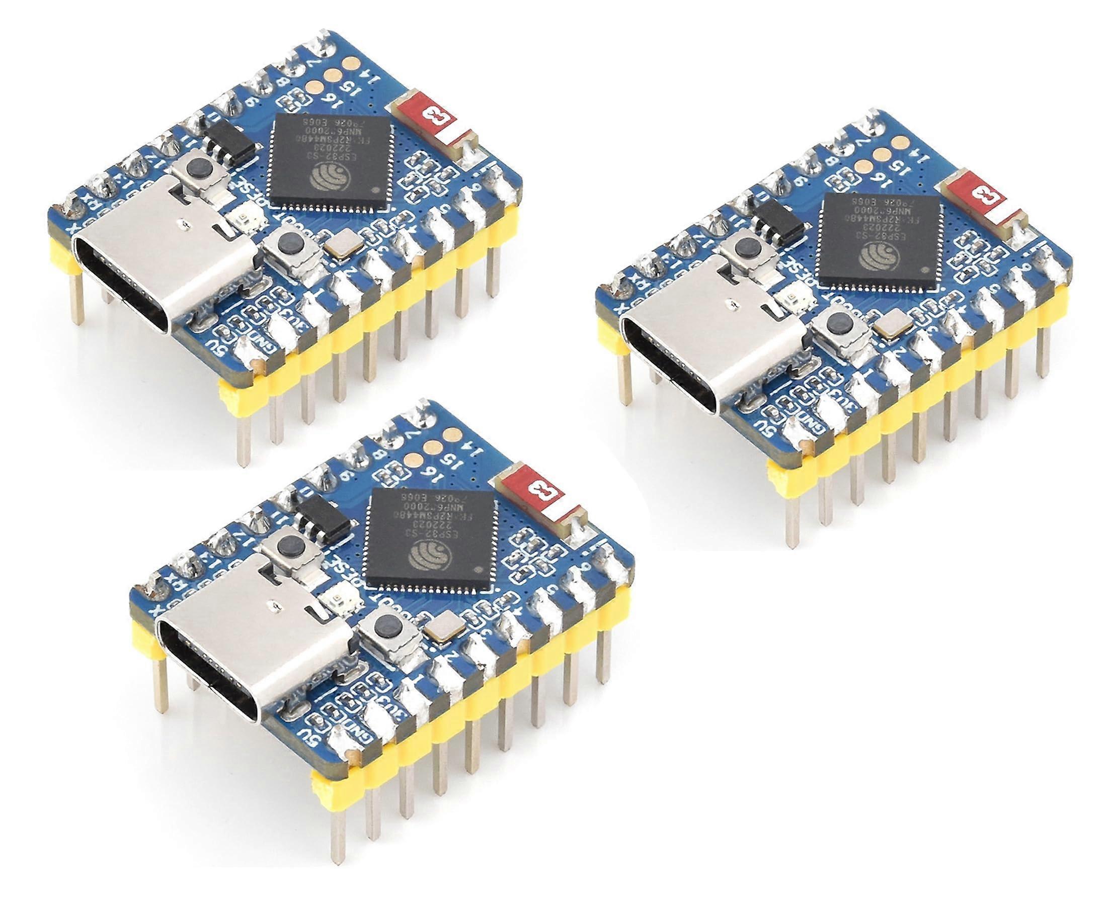 3PCS ESP32S3 Mini Development Board with PreSoldered Header, Based on ESP32S3FH4R2