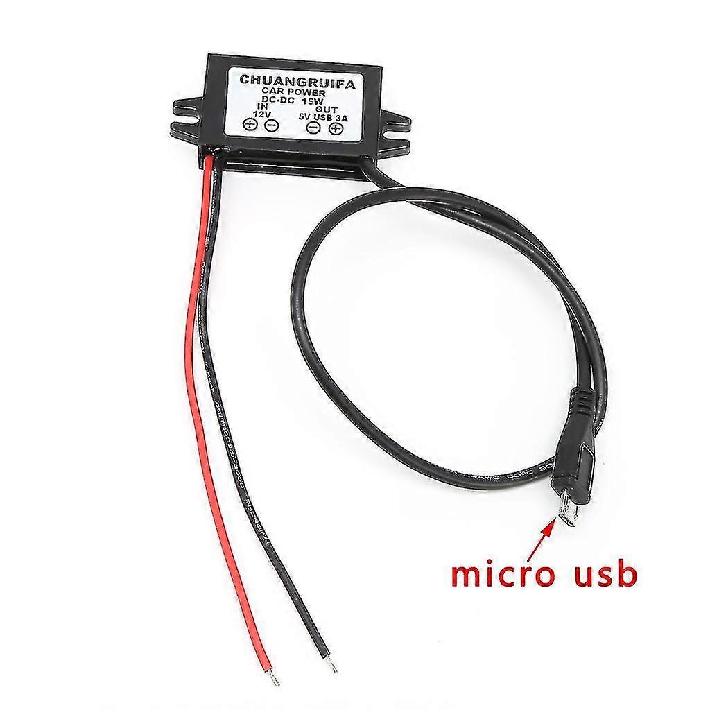 Car Charger 12V to 5V DC Converter Module with Micro USB Port 3A 15W Power Adapter
