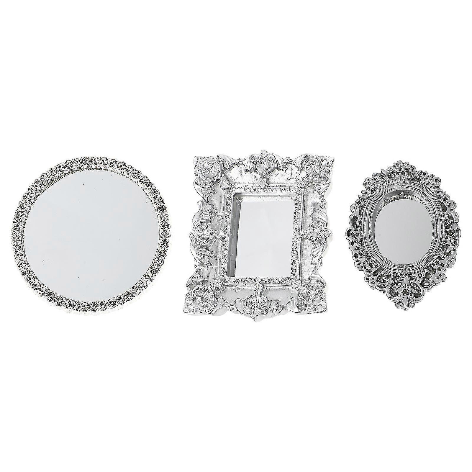 3pcs Mini Classical Mirror Mini House Mirror Decoration Micro Scene Models