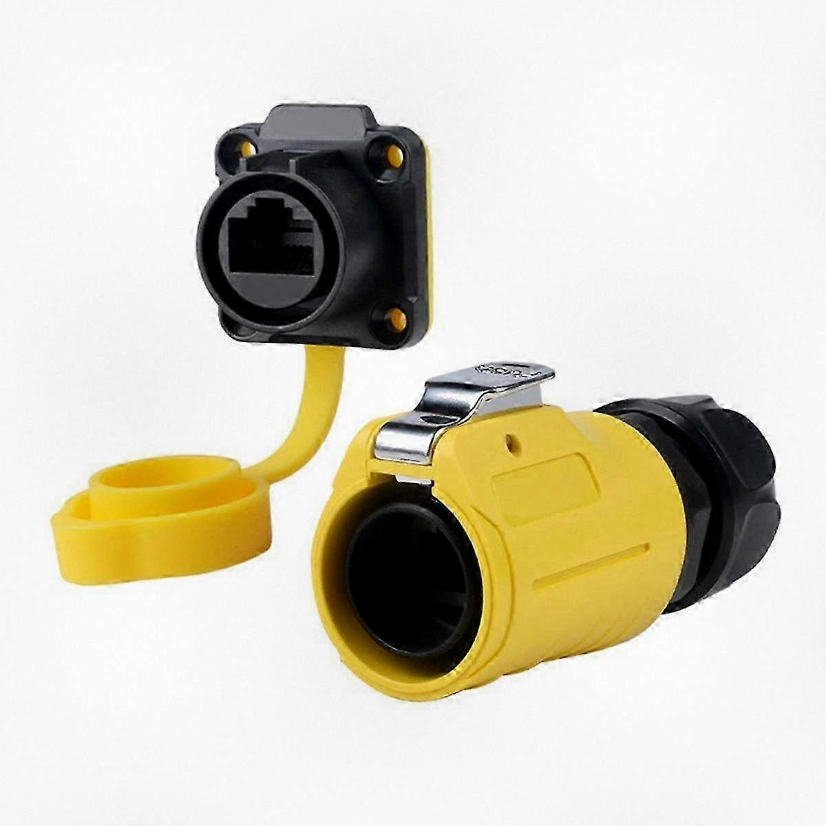 LP-20 RJ45 waterproof connector set, Cat6 IP68 rated, panel mount socket plug for network cable adapter, waterproof Ethernet connection