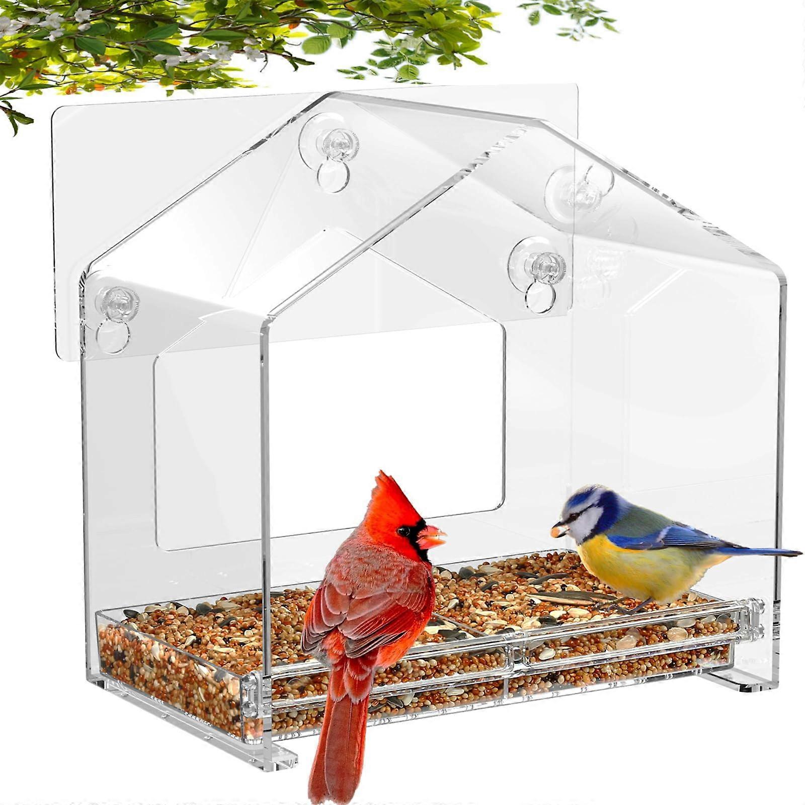 Window Bird Feeder, Latest Clear Window Birdfeeder for 6.8' Larger Viewing