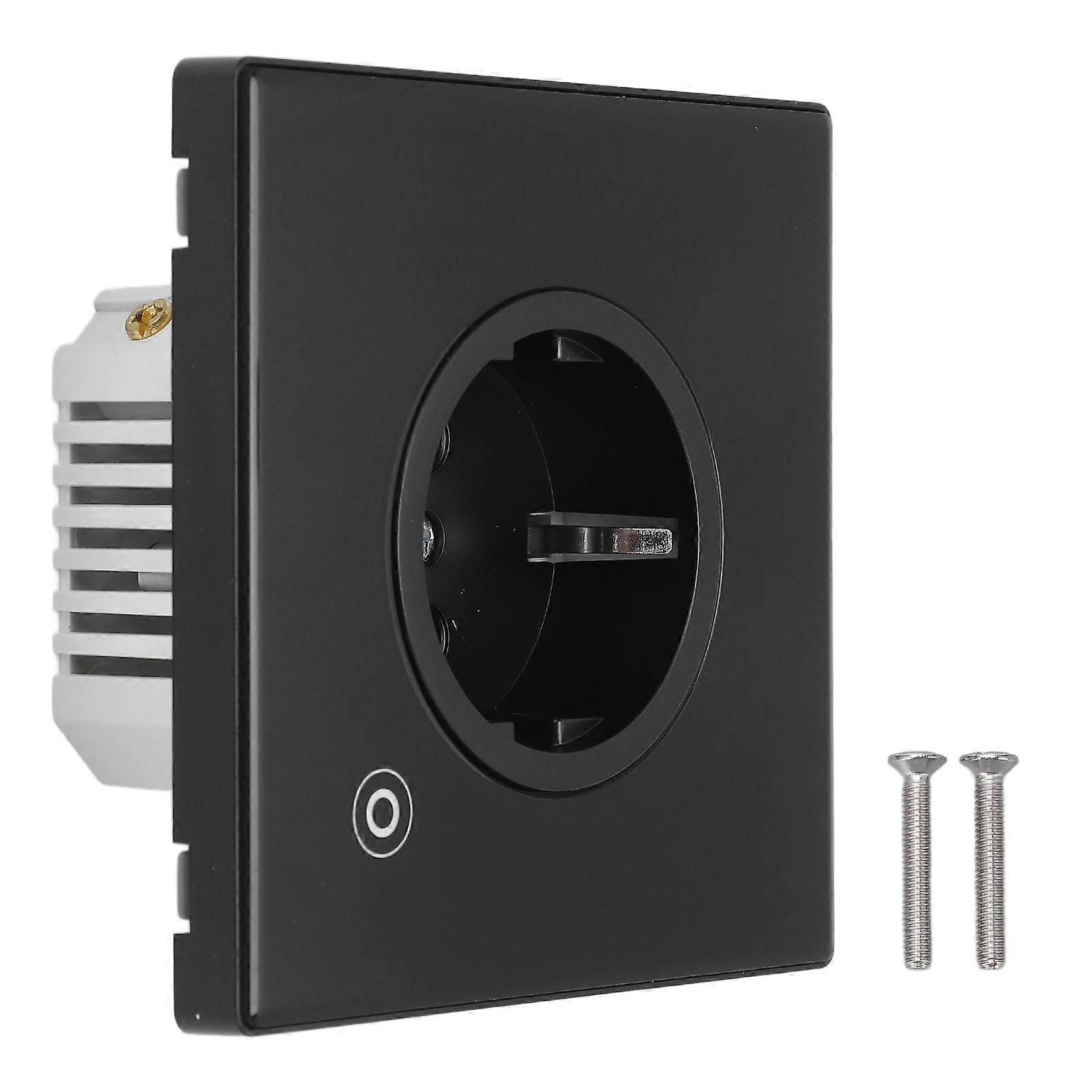 Smart Socket 16A 3000W Modern Design Multi Function Smart Timing Wall Outlet 95‑ Black
