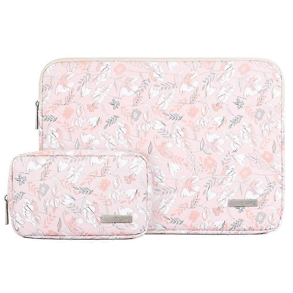 CANVASARTISAN G4-T0111 15-inch Laptop Carrying Case Flower Pattern Notebook Sleeve with Small Pouch