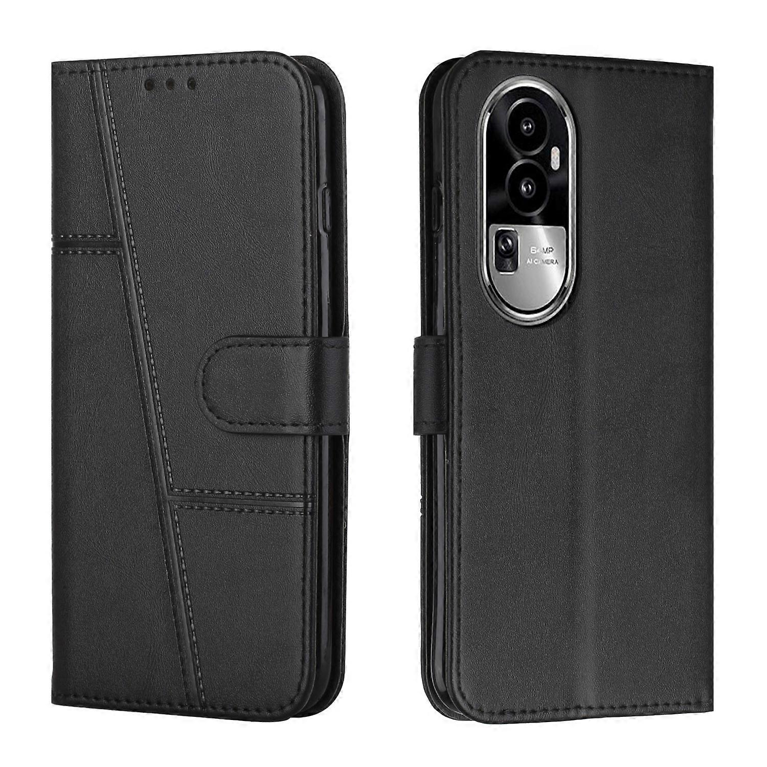 Stitching Calf Texture Buckle Leather Phone Case