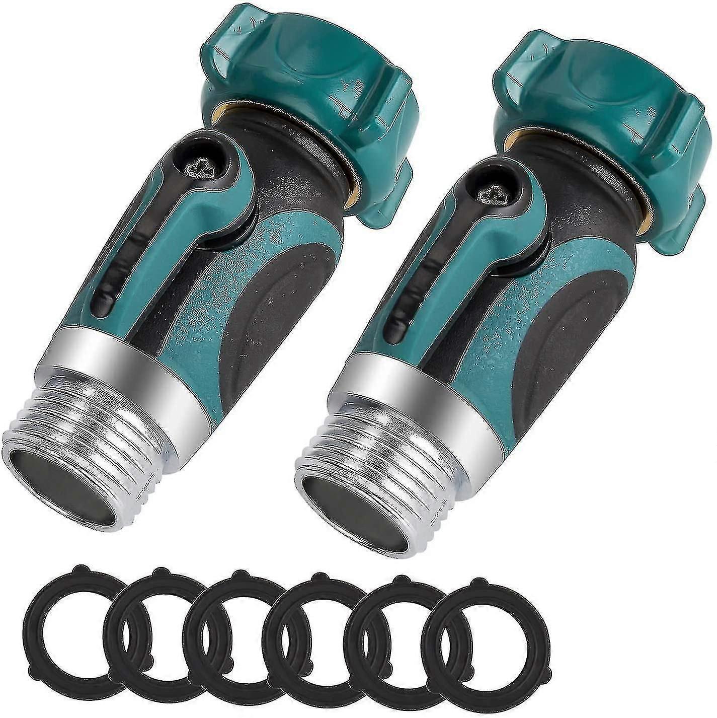 1 طريقة معدنية حديقة خرطوم موصلحديقة خرطوم المياه مقسم إغلاق صمام مع سهولة التحكم في الدوران صمامات مجانية 6 غسالات خرطوم مطاطي مجموعة من 2 (شيكاي)-