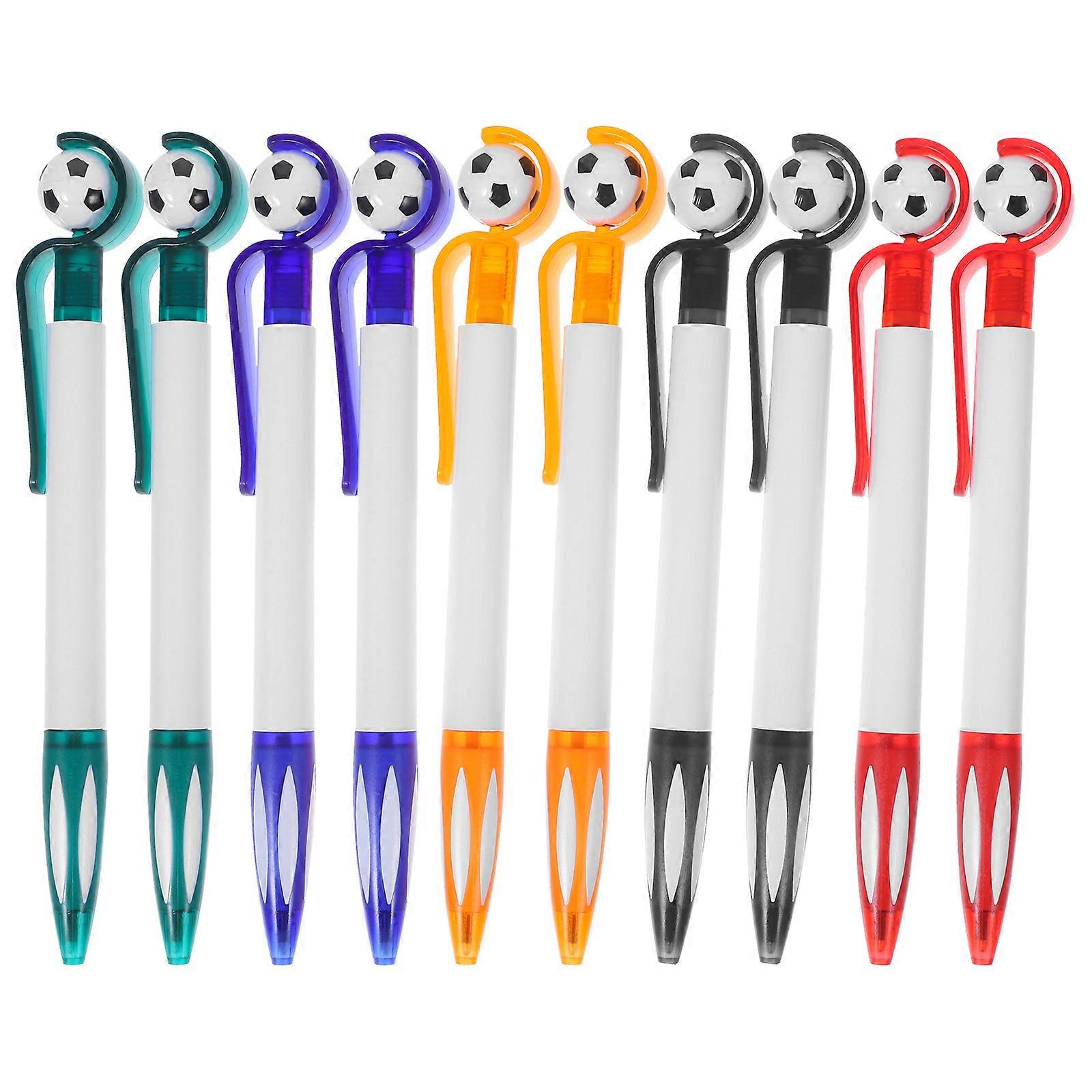 10pcs Creative Soccer Ballpoint Pens with Non Slip Grip, Smooth Writing Ink, Football Design, Portable Stationery for Students & Office Use,