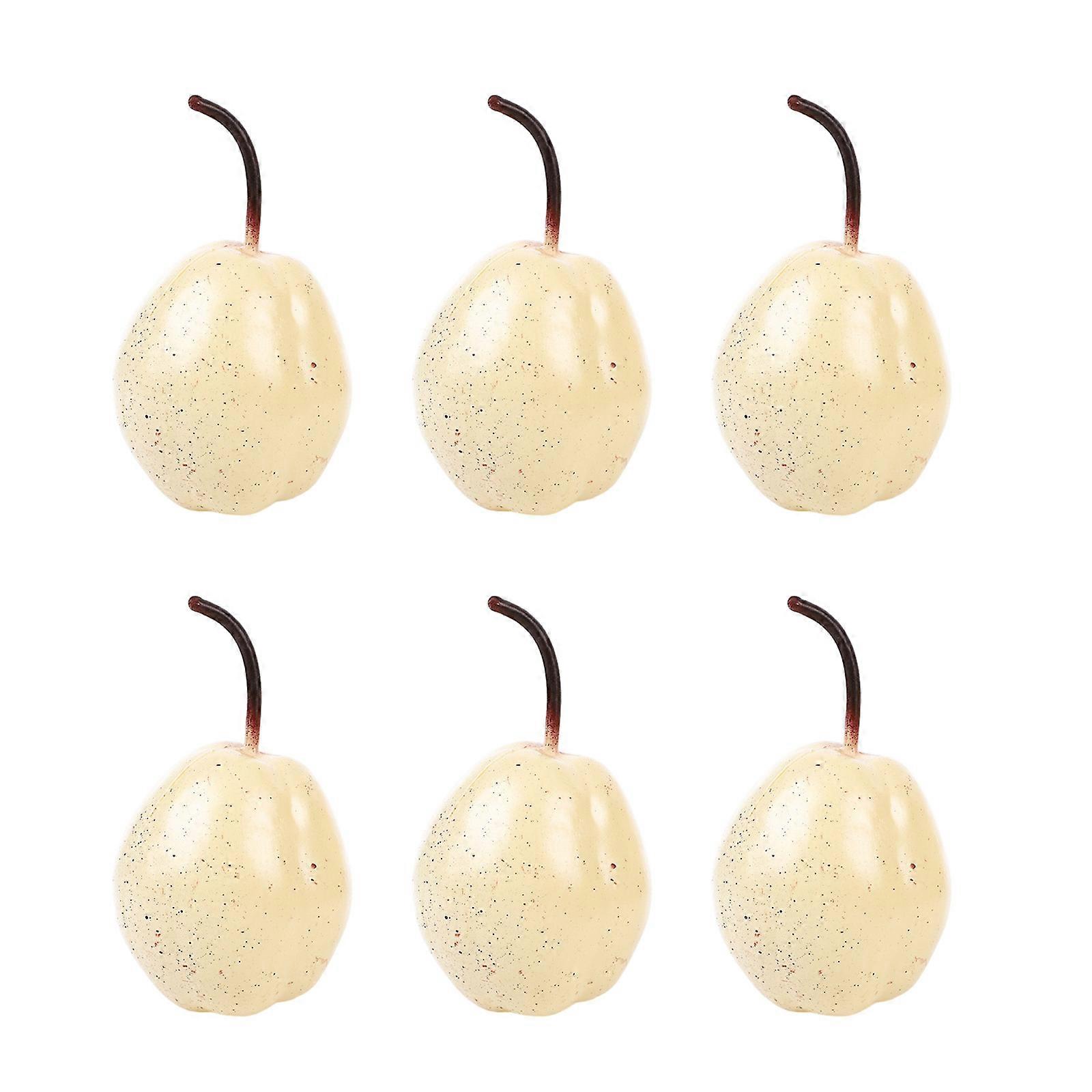 6Pieces Realistic Plastic Pear Suitable For Food Displays And Classroom Demonstrations Adds A Touch Of Charm