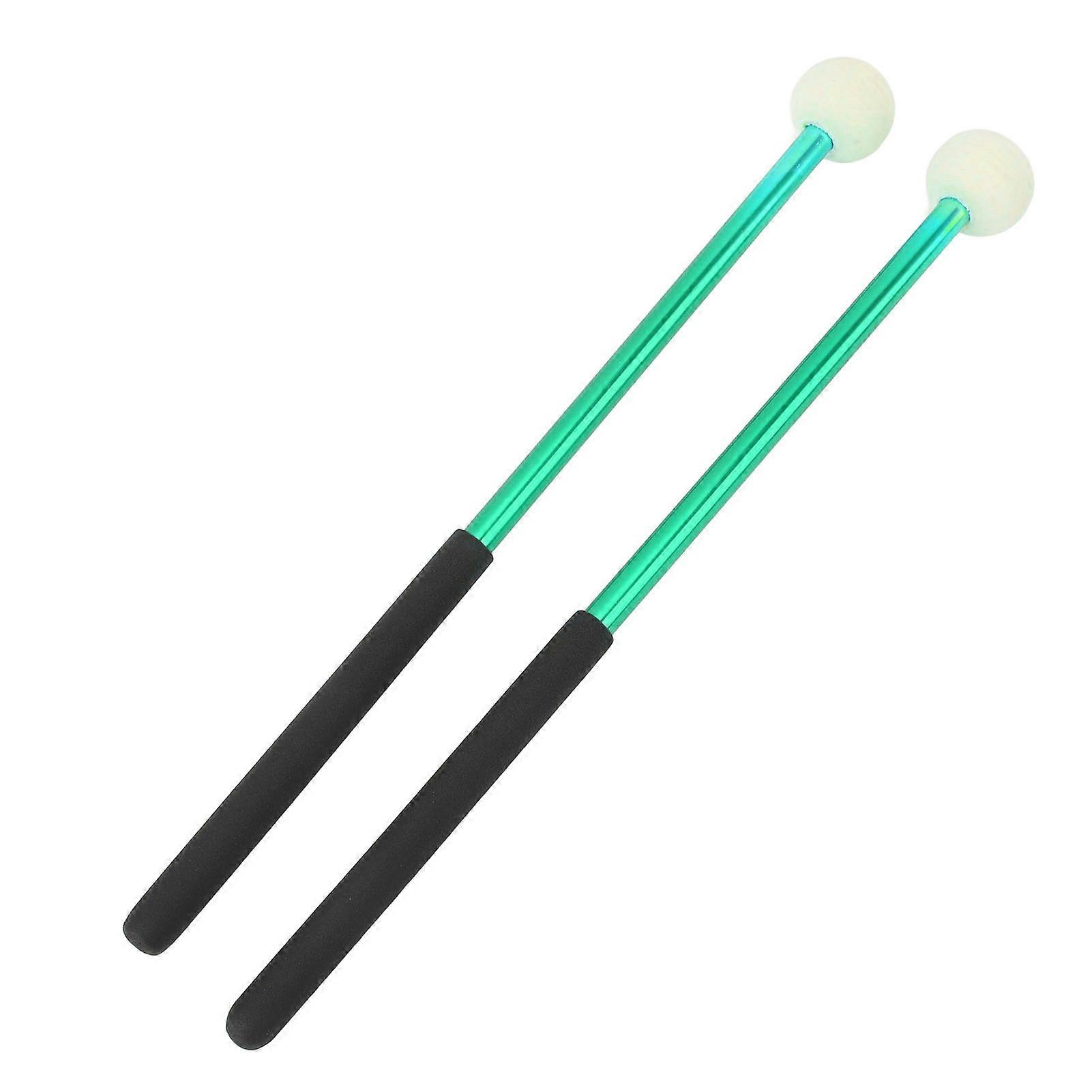 2 Pcs Timpani Mallet Soft Wool Felt Head Anti Slip Rubber Handle Alloy Percussion Stick Green