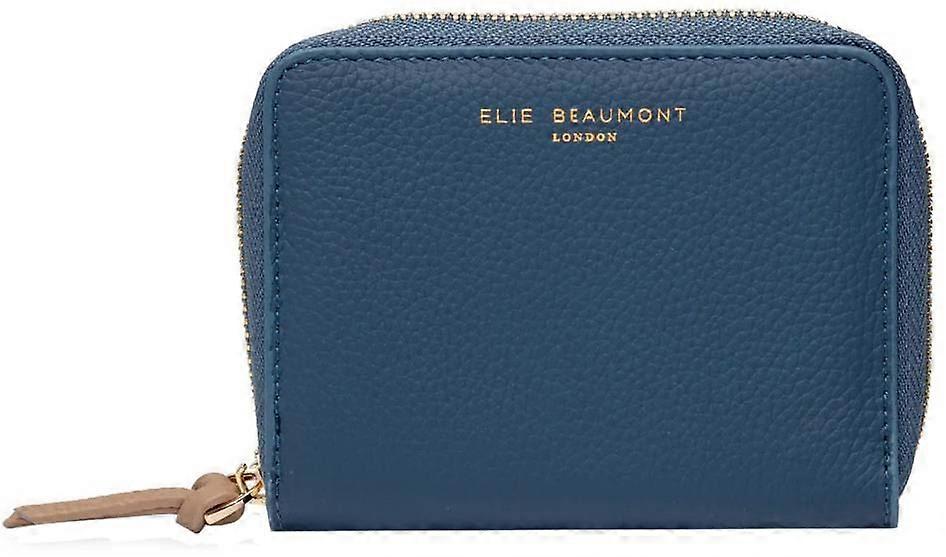 Elie Beaumont Zipper Purse - Teal Blue/Latte Beige