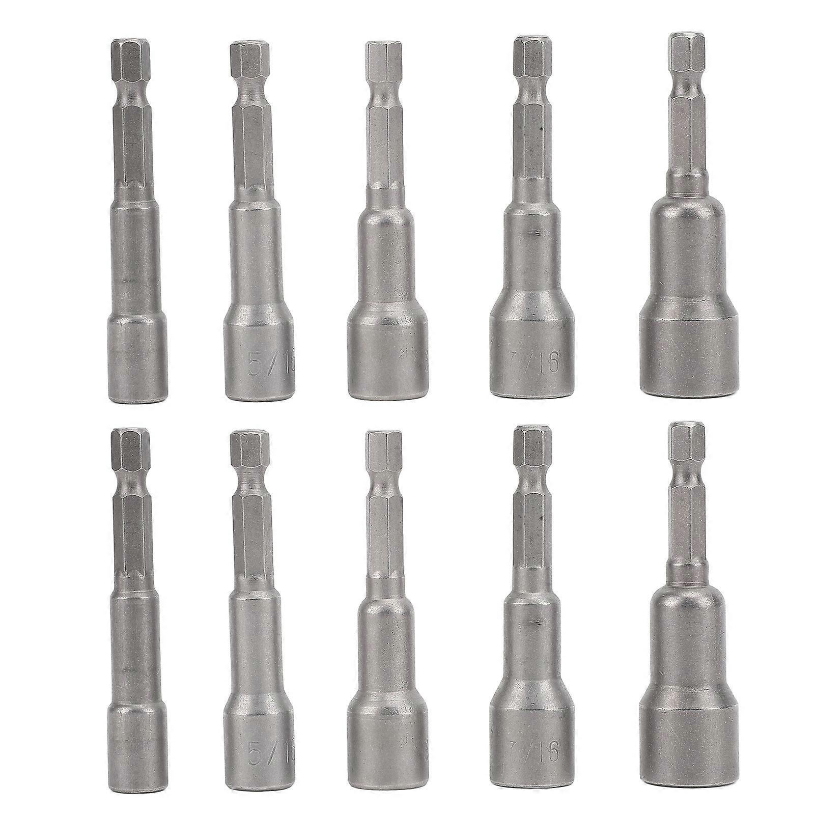 Magnetic hexagonal socket set with 1/4-inch rod, compatible with nuts of various sizes