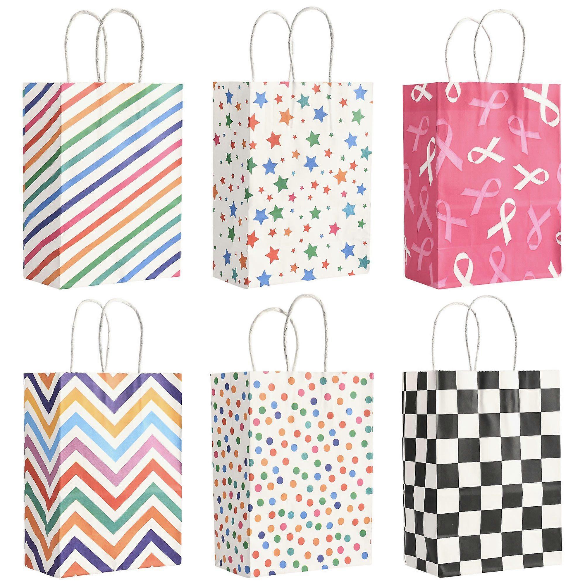 12Pcs 5 Styles Valentine's Day Heart Printed Paper Bags with Handles