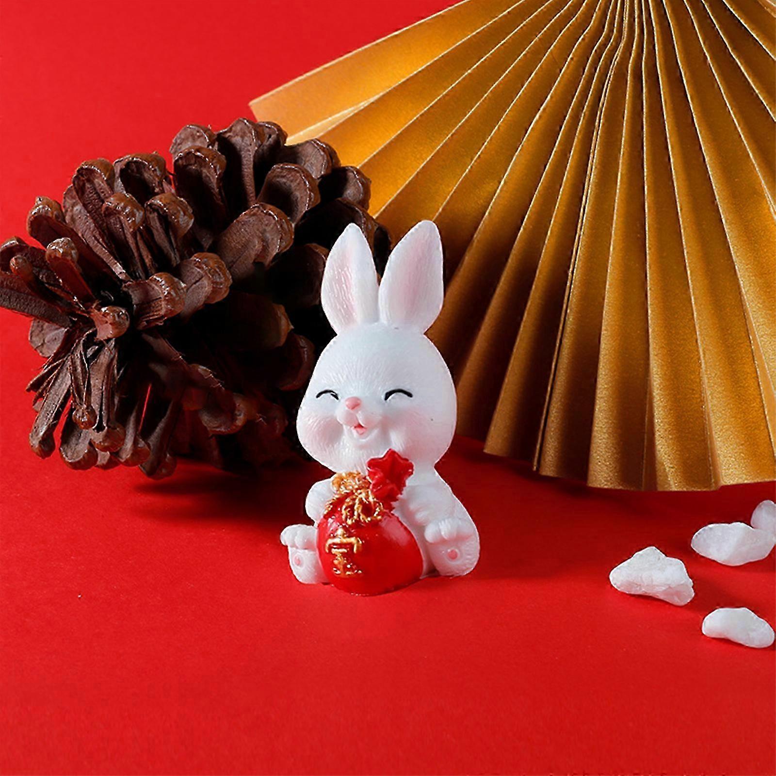 かわいいウサギの飾り樹脂ミニチュア創造的なマスコットの飾りミニ風景3色