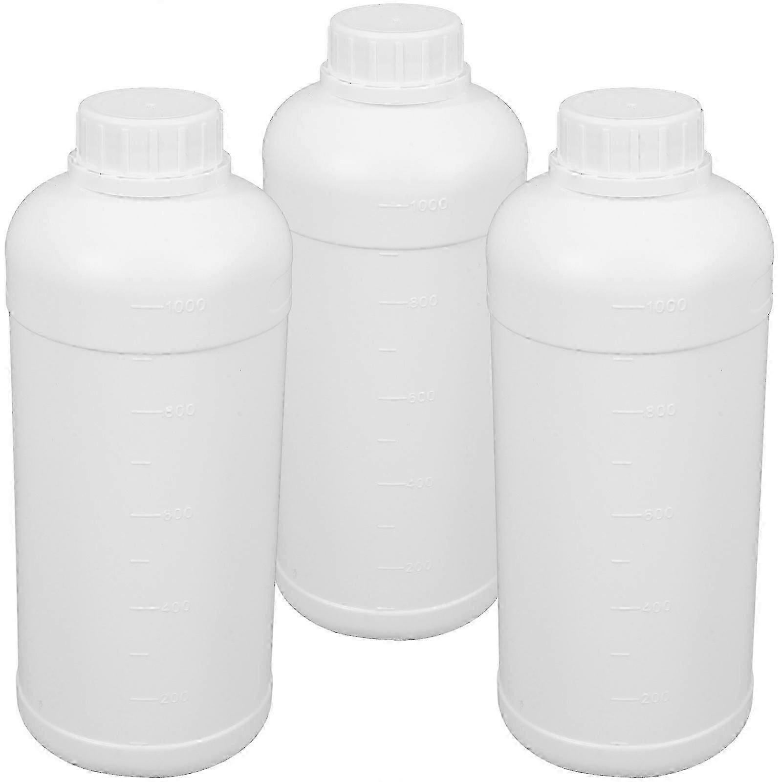 3pcs 1L White Reagent Bottles with Cap - Refillable Sample Bottles 22x9x9cm