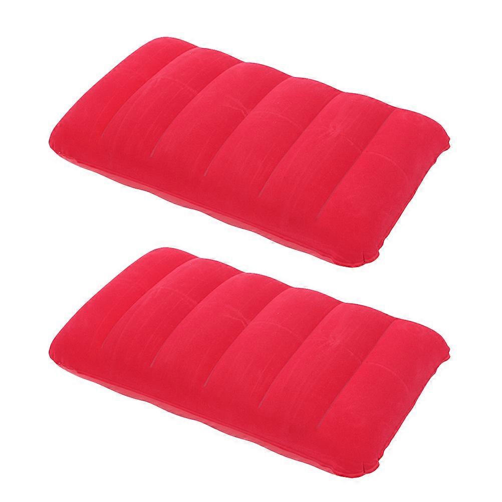 2Pcs Inflatable Nap Pillow for Resting Use Red PVC Flocking Waist Cushion