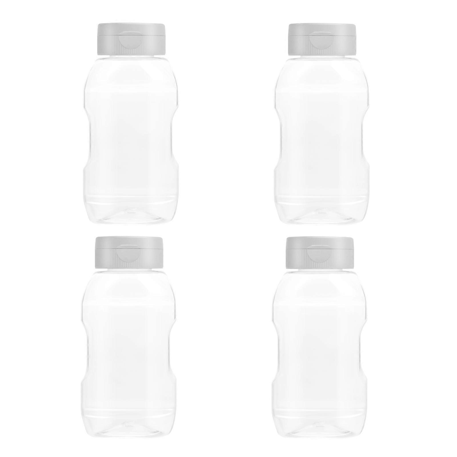 White Squeeze Bottles with Cap for Home Use Perfect for Ketchup and Sauces 4pcs