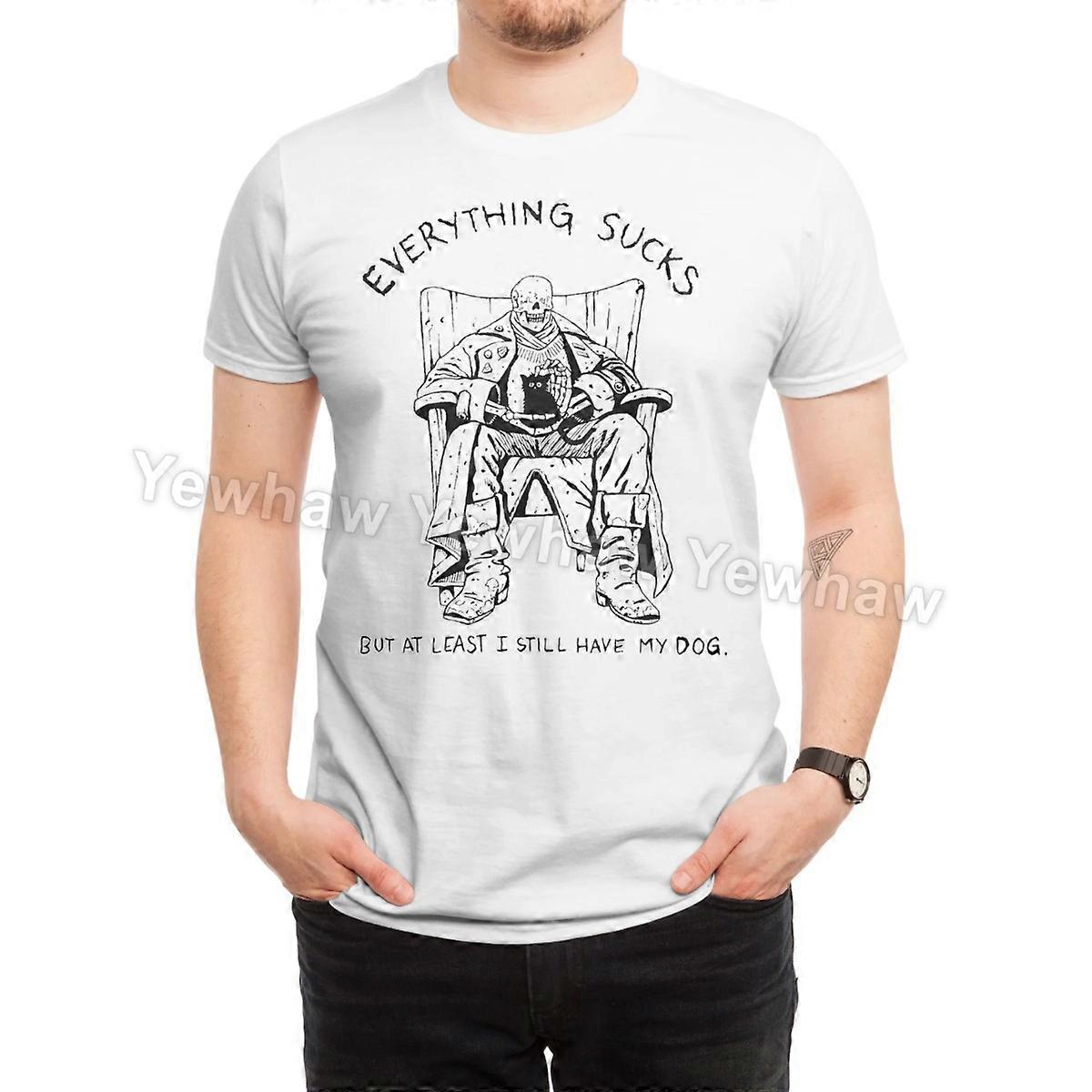 ΤΟΥΛΑΧΙΣΤΟΝ ΕΧΩ ΑΚΟΜΑ ΤΟ ΣΚΥΛΙ ΜΟΥ T-Shirt ζοφερό σκίτσο κωμικό στυλ ασπρόμαυρο χιούμορ