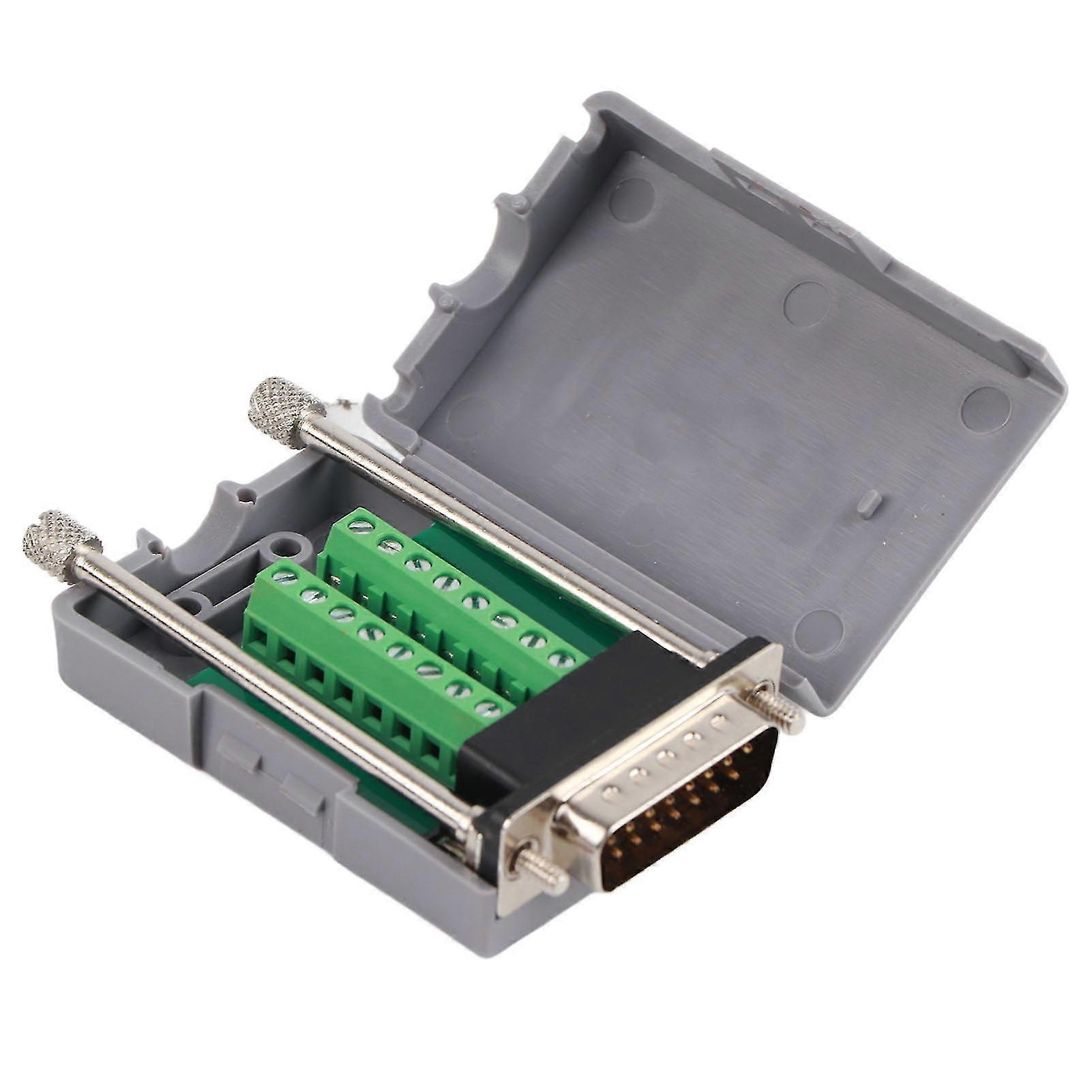2025 DB15 Solderless Connector 15 Pin Breakout Board D‑SUB Male Terminal Adapter Module with Case